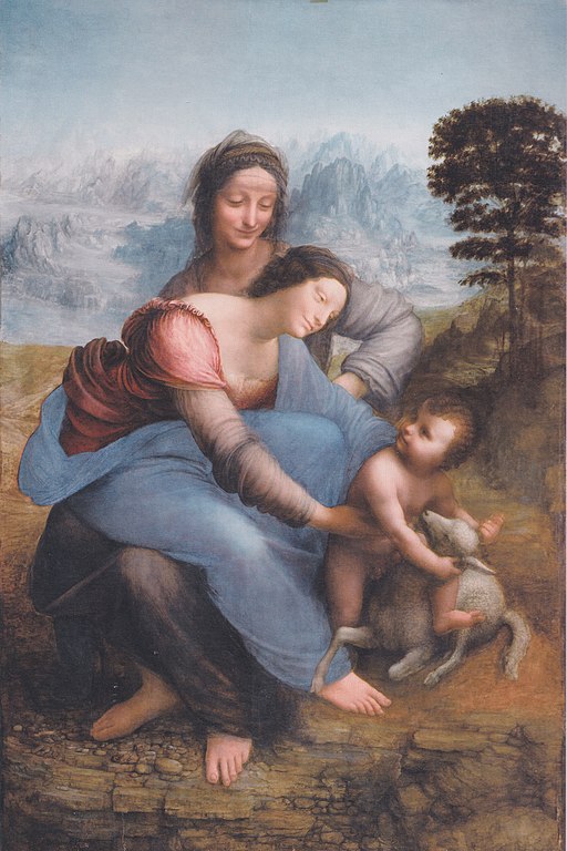 La Vierge, l'Enfant Jésus et sainte Anne, by Leonardo da Vinci, Crijam, Public domain, via Wikimedia Commons