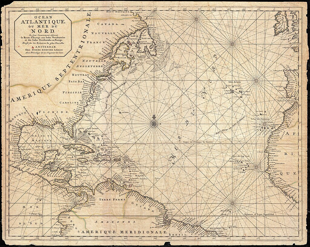Mortier Map of North America, the West Indies, and the Atlantic Ocean - Geographicus - Atlantique-mortier-1693, Public domain, via Wikimedia Commons