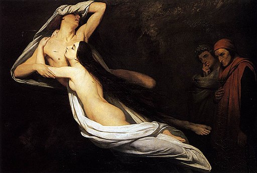 1835 Ary Scheffer - The Ghosts of Paolo and Francesca Appear to Dante and Virgil
