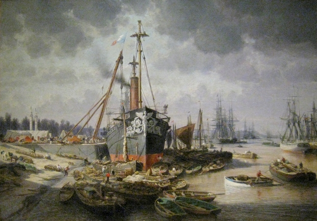 193screenshot. Bordeaux le port à gauche, la place des Quinconces, Edmé-Emile Laborne.