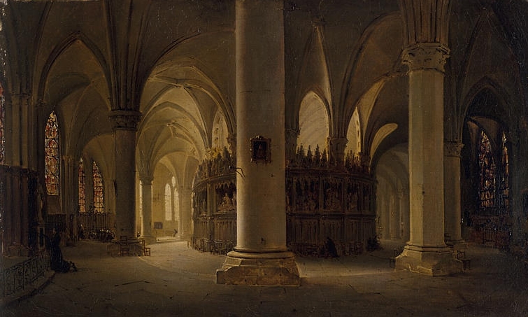 Charles-Marie Bouton, intérieur de la cathédrale de Chartres, où la perspective nous scotche, littéralement, au mur.