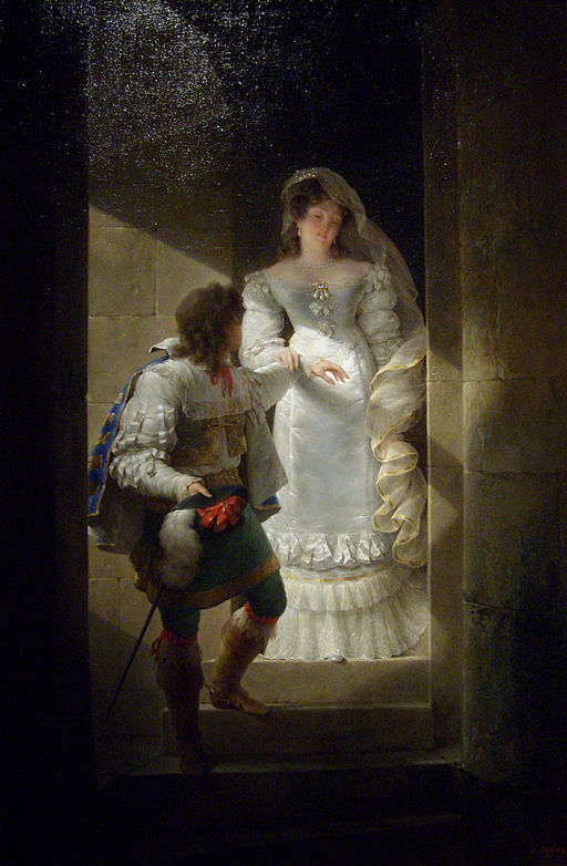 Escalier de la tourelle du château d'Harcourt, Isabey via Wikimedia Commons