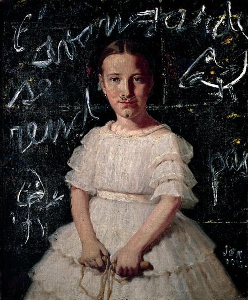asgerjorn L'autre détournement se trouve dans le texte, par des jeux de mots plus ou moins évolués voire grivois. Ainsi sur le dessin de la page de droite, "son chagrin éclata", les lettres sont rajoutées sur l'image avec une place, disons significative, pour la première lettre du chagrin.