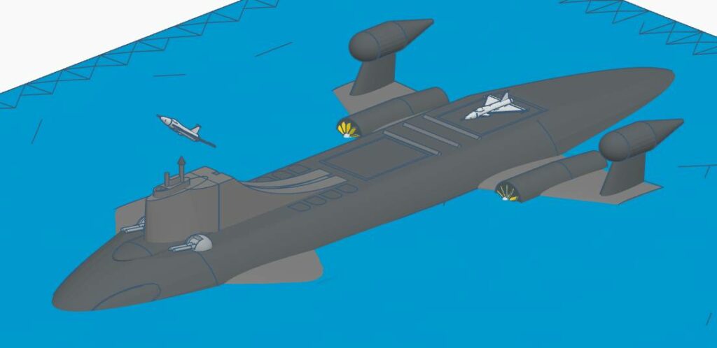 Another version with a sail at the front of the hull.