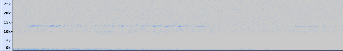 Durée 3 s, fréquence 13 khz apparait à 2min 25s, long son assez pur.