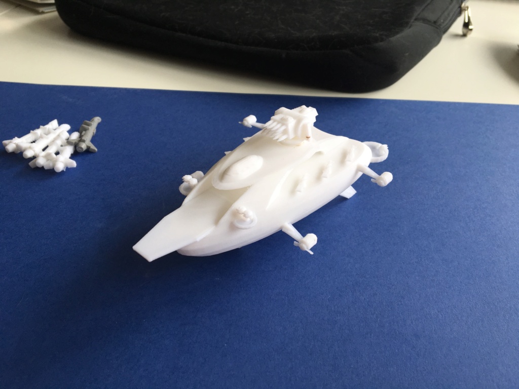 A 3D test Print, the model is now a League of Votann Aircraft for Aeronautica Imperialis
