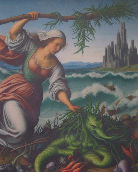 Illustration médiévale de la légende de Saint Riwanon, parfaitement authentique, datée 2023 +/-6mois