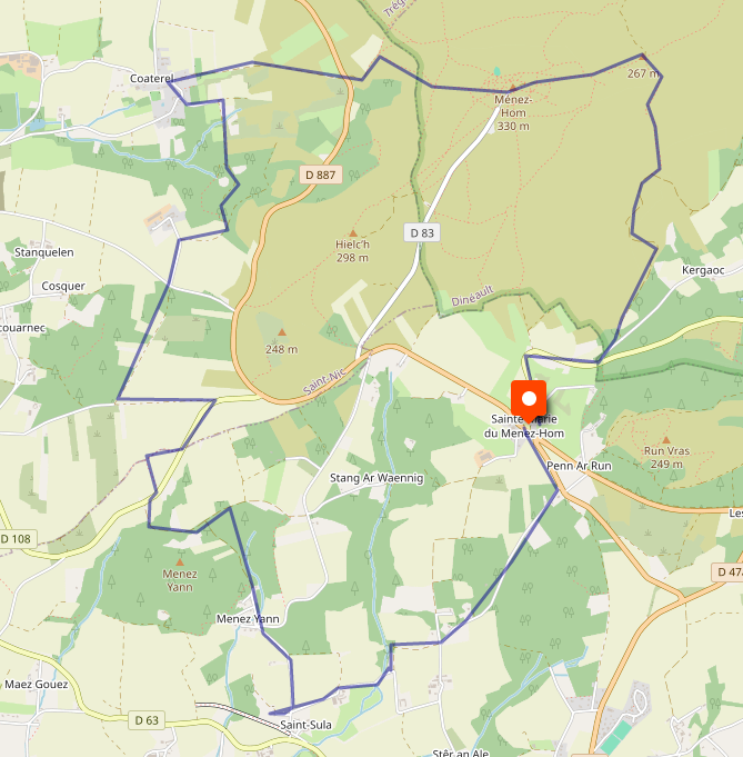 Le trajet avec quelques variantes par rapport au livre (pas de tour par le sud du sommet avant de remonter), pour un total de 15km