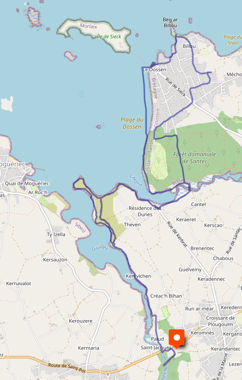 Le plan avec une petite rallonge au nord vers la plage du Billou (sans intérêt)