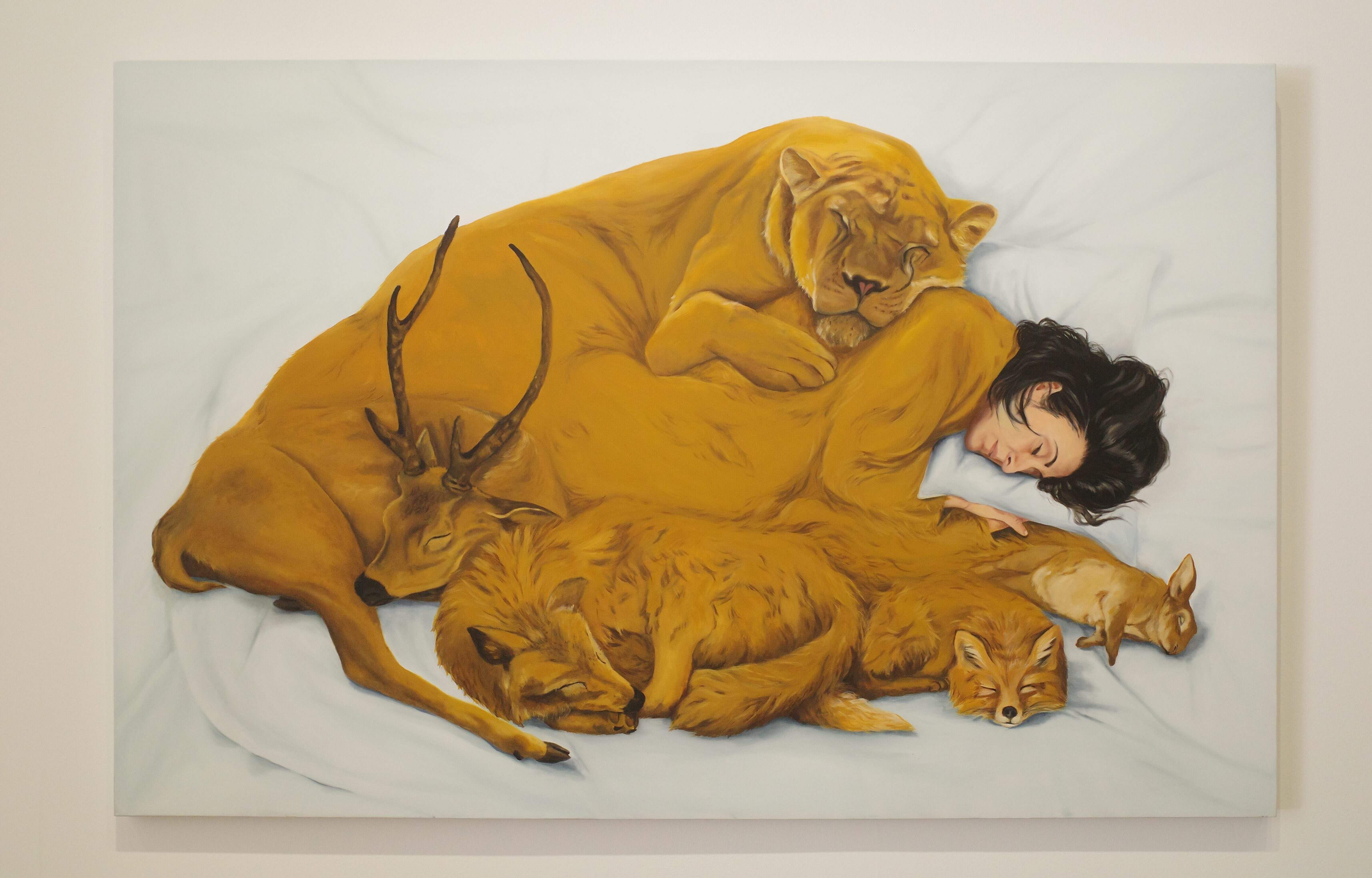 Necla Rüzgar, Innerfauna I, 2015, huile. Une note finale, plus apaisante, pour clôre la visite.