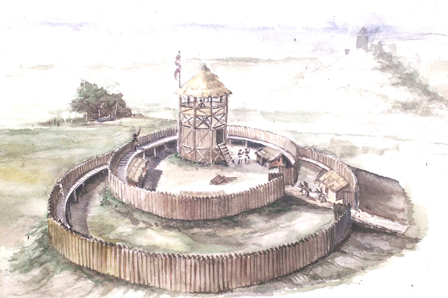 Schéma motte féodale (dessin piqué à Josselin mais une motte féodale reste une motte féodale)